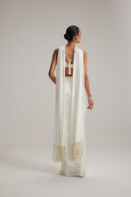 Load image into Gallery viewer, Off White Satin Draped Skirt Set