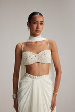 Load image into Gallery viewer, Off White Satin Draped Skirt Set