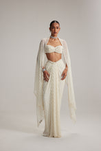 Load image into Gallery viewer, Pearl White Dense Drop Draped Skirt set