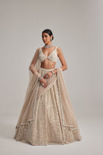 Load image into Gallery viewer, Light Beige Dense mirror and pearl lehenga set With Double Dupatta