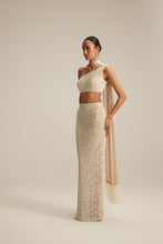 Load image into Gallery viewer, Light Beige One Shoulder Pencil Skirt With Stole Set