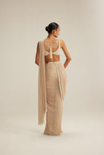 Load image into Gallery viewer, Light Beige Draped Saree Set