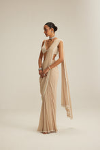 Load image into Gallery viewer, Light Beige Draped Saree Set