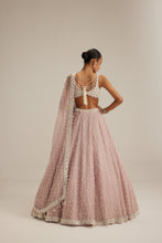 Load image into Gallery viewer, Ash Pink Pearl Drop Organza Lehenga Set
