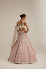 Load image into Gallery viewer, Ash Pink Pearl Drop Organza Lehenga Set
