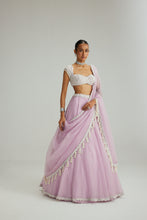 Load image into Gallery viewer, Lavender mirror and pearl lehenga set
