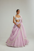 Load image into Gallery viewer, Lavender mirror and pearl lehenga set