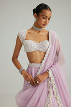 Load image into Gallery viewer, Lavender mirror and pearl lehenga set
