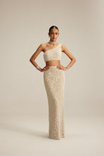 Load image into Gallery viewer, Light Beige One Shoulder Pencil Skirt Set.