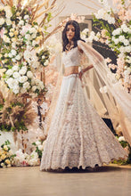 Load image into Gallery viewer, PEACH ORGANZA HAND EMBELLISHED LEHENGA