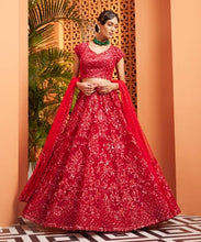 Load image into Gallery viewer, Red heavily embellished lehenga