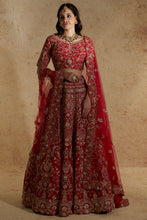 Load image into Gallery viewer, Red raw silk zardozi work lehenga