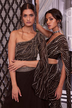 Load image into Gallery viewer, BLACK ONE-SHOULDER BLOUSE WITH SKIRT