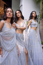 Load image into Gallery viewer, Ella Powder Blue Lehenga With Draped Blouse