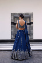 Load image into Gallery viewer, ELECTRIC BLUE DIAMOND LEHENGA SET