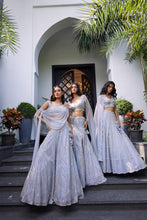 Load image into Gallery viewer, Ella Powder Blue Lehenga With Draped Blouse
