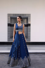 Load image into Gallery viewer, ELECTRIC BLUE DIAMOND LEHENGA SET