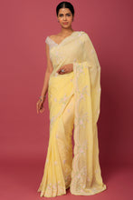 Load image into Gallery viewer, Yellow Sequins Embellishments Saree Set