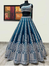 Load image into Gallery viewer, Teal Milani lehenga set