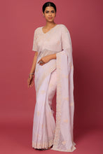 Load image into Gallery viewer, Blush Pink Organza Embroidered Saree Set