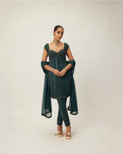 Load image into Gallery viewer, Dark Jade Green crystal Embellished Kurta Set