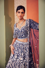 Load image into Gallery viewer, Navy blue heavily embellished lehenga