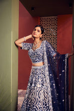 Load image into Gallery viewer, Navy blue heavily embellished lehenga
