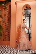 Load image into Gallery viewer, RUST RAWSILK EMBROIDERED LEHENGA