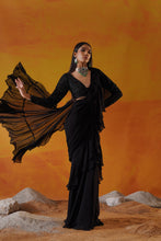 Load image into Gallery viewer, Black georgette saree set