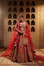 Load image into Gallery viewer, Red embroidered lehenga set