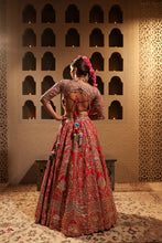 Load image into Gallery viewer, Red embroidered lehenga set