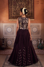 Load image into Gallery viewer, Brown embroidered silk waist coat, lehenga and dupatta