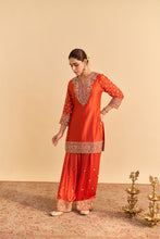Load image into Gallery viewer, Naseha Burnt orange Dabka Zardozi Embroidered Short kurta Set