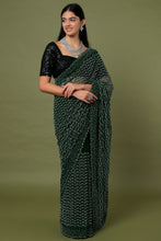 Load image into Gallery viewer, Dark Green Embroidered Saree Set