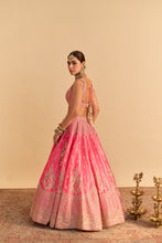 Load image into Gallery viewer, Aashina - Dabka Zardozi Embroidered Pure Tissue Carrot Pink Lehenga Set