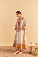 Load image into Gallery viewer, Zoya - Dabka Zardozi Embroidered Rich Banarasi Kalidaar Daisy Ivory Long Chauga Set