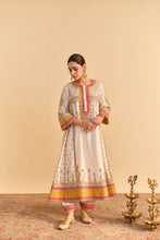 Load image into Gallery viewer, Zoya - Dabka Zardozi Embroidered Rich Banarasi Kalidaar Daisy Ivory Long Chauga Set