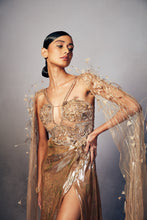 Load image into Gallery viewer, Iris Lurex draped column gown