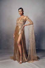 Load image into Gallery viewer, Iris Lurex draped column gown