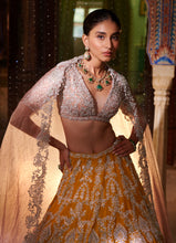 Load image into Gallery viewer, Yellow Silver Zardozi Lehenga Set
