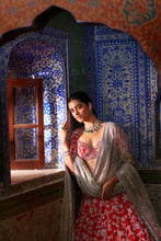 Load image into Gallery viewer, Red Silver Zardozi Lehenga Set