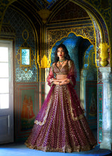 Load image into Gallery viewer, Wine Gold Lehenga Set