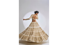 Load image into Gallery viewer, Ivory Multi-Tiered Lehenga Set