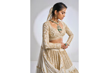 Load image into Gallery viewer, Ivory Multi-Tiered Lehenga Set