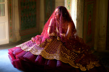 Load image into Gallery viewer, Wine Gold Lehenga Set