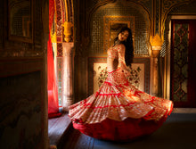 Load image into Gallery viewer, Red Multi-Tiered Lehenga Set