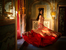 Load image into Gallery viewer, Red Multi-Tiered Lehenga Set