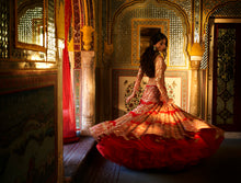Load image into Gallery viewer, Red Multi-Tiered Lehenga Set