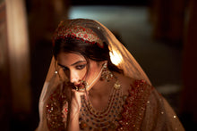 Load image into Gallery viewer, Cream Red Zardozi Lehenga Set