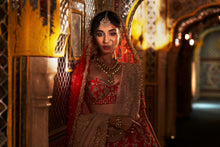 Load image into Gallery viewer, Red Rose Gold Zardosi Lehenga Set